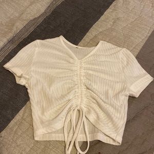SHEIN ruched front white crop top